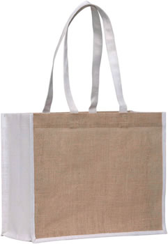 Natural / White Jute Tote Bag