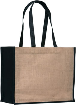 Natural / Black Jute Tote Bag